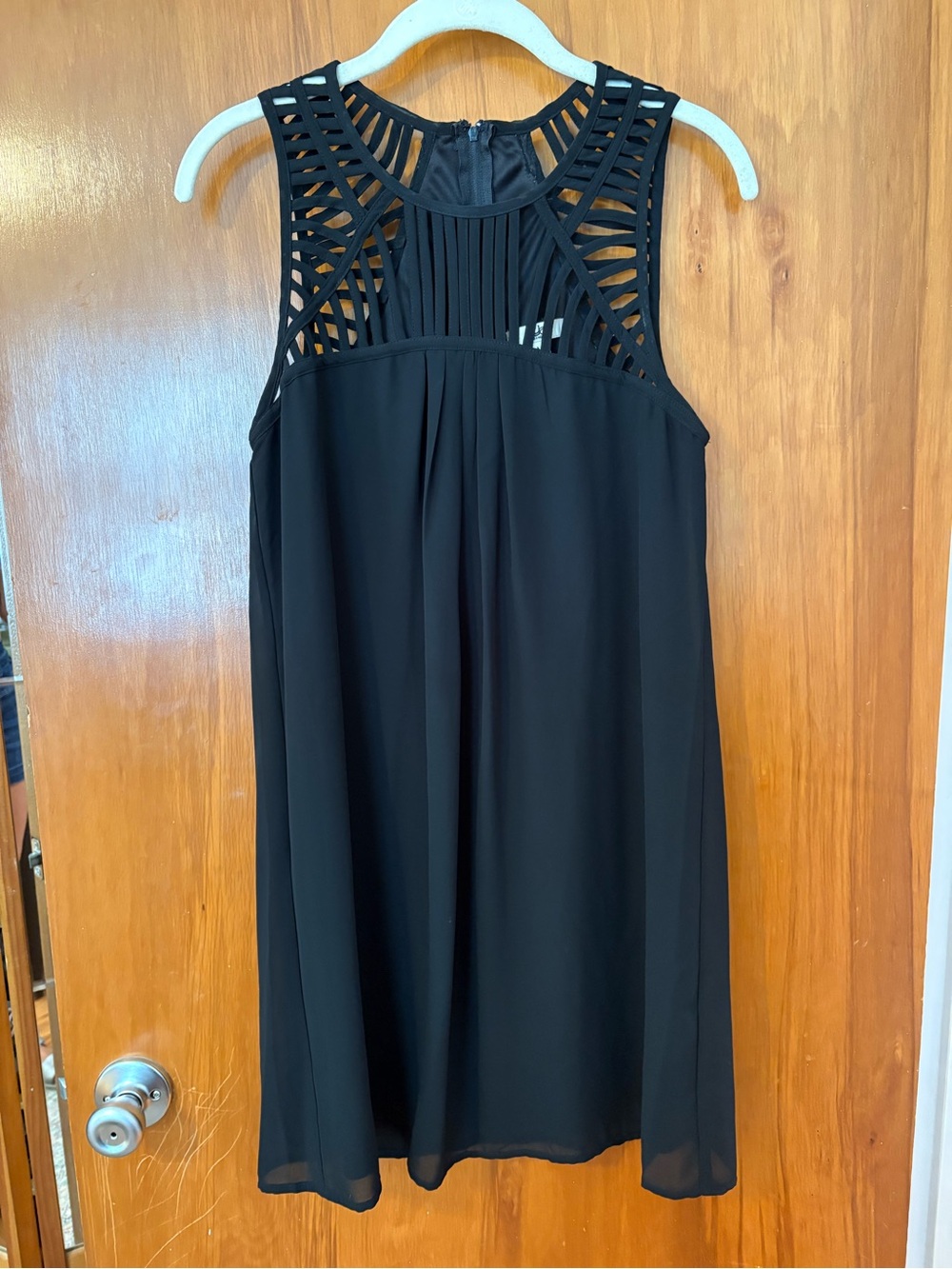 Ya Los Angeles Black Laser-Cut Yoke Mini Dress